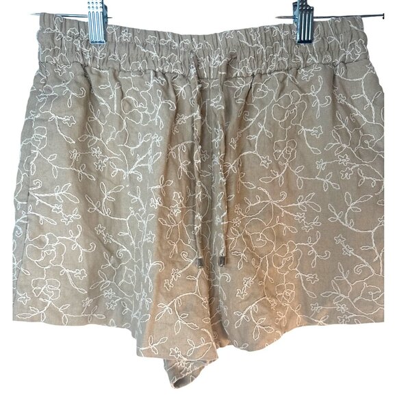 2/$30 ZARA Size 28 Beige White Embroidered Floral Dainty Shorts - Picture 5 of 13